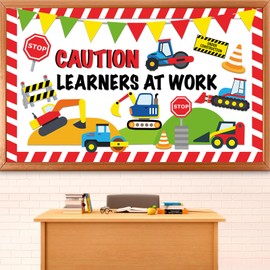 Construction Bulletin Board Welcome Back to School Classroom Decorations Traffic Paper Cutouts for Bulletin Board Worker Posters Signs Nursery Preschool Elementary Classroom Wall Door Chalkboard Decor
