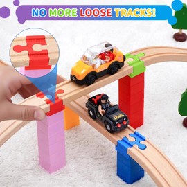 Wooden Railway Rail Adapter, Wooden Train Connector, Pack of 28 Connectors Railway Toy Accessories, Rail Connectors Made of Plastic Railway Toy Accessories for Children Aged 3-7
