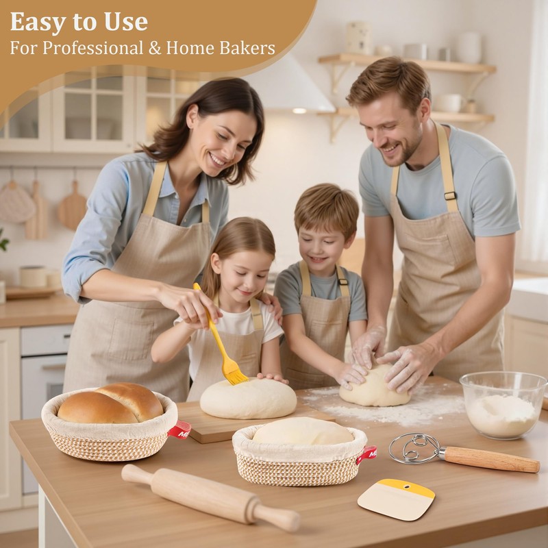 Mepple Sourdough Bread Baking Supplies,10" Round and 11" Oval Cotton