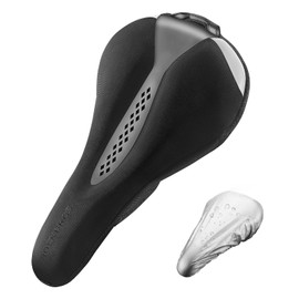 Rockbros Bicycle Saddle Cover, Memory Foam Cushion, No Slip, Ultra Thick, Does Not Hurt Your Buttocks, Built-in Gel Material, Waterproof Cover, Breathable, Shock Absorbing, Easy Installation, Cross