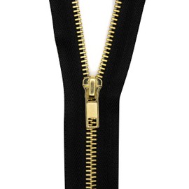 Realm Brass Teeth Jeans Zip for Sewing, Crafts, Clothing and Accessories (5 Inch - Black)