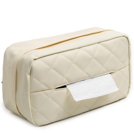 ARESACHI 車 ティッシュケース 車用ティッシュケース ティッシュホルダー 後部座席 (アイボリーホワイト)