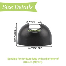 UFURMATE Hairpin Leg Protector Feet, 24Pcs Plastic Chair Leg Floor Protectors with Felt Pads Non-Slip Round Chair Legs Tips Caps Hairpin Leg Rubber Caps(10mm/0.39in, Black)