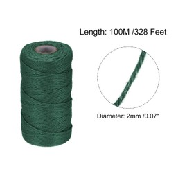 sourcing map 328 Feet 2mm Garden Twine, Indoor and Outdoor Twine for DIY Projects, Dark Green
