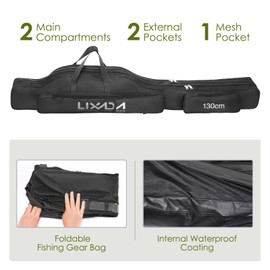 Lixada Fishing Rod Case, Fishing Bag, Portable Fishing Rod, Fishing Rod, Tool Storage Bag, Rod Case, Tackle Bag, 39.4 inches (100/130/150 cm)