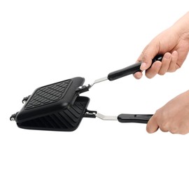 Sandwich Maker, Grilled Sandwich Press with Handle, Double-Coated Non-Stick Stovetop Toasted Sandwich Maker Aluminum Flip Pan for Home, Kitchen, Breakfast, 5.9" L x 14.2" H