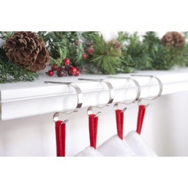 Haute Decor MantleClip® Junior Stocking Hanger (Silver) - 4 Pack - Smaller Version of The Original MantleClip® Stocking Holder