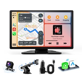 Carplay Screen for Car, 9" Android Auto Screen Compatible with A-pple Carplay, Portable Wireless Car Stereo Audio Receivers with Backup Camera, MirrorLink, Siri, BT, AUX, Navigation for All Vehicles