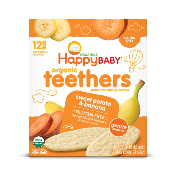 Happy Baby Organics Teether, Banana & Sweet Potato, 12 Count, Pack of 6