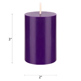 Mega Candles 1 pc Unscented Solid Purple Pillar Candles, Hand Poured Premium Wax Candle 2 Inch x 3 Inch, Home Décor, Spas, Weddings, Celebrations, Party, Centerpieces, Holidays, Vigils, Prayers