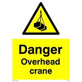 5 x Danger Overhead Crane Warning Sign 150mm x 200mm A5P