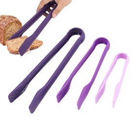 Plastic Tongs Bakery, 3 Sizes 6/8/10 inch Small Serving Tongs Food Salad Bread Tongs for Home Kitchens Camping Parties Barbecues and Bakery (Purple)