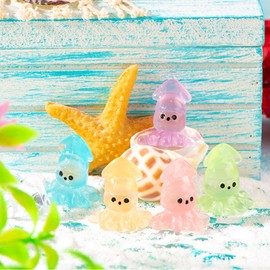 HOMICO 40 Pieces Tiny Squid Luminous Mini Resin Sea Animals Mini Squids for Dollhouse Micro Fairy Garden Landscape Aquarium Birthday Decorations