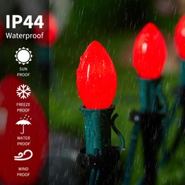 Brightown C7 Christmas Replacement Light Bulbs 50 Pack, C7 Bulbs Incandescent Bulb for Christmas String Light, E12 Candelabra Base, 5 Watt, Red