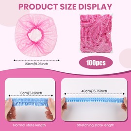 100 Pcs Disposable Shower Caps, Shower Caps Disposable, Waterproof Shower Cap Essential For Home, Hotel, Travel - Pink