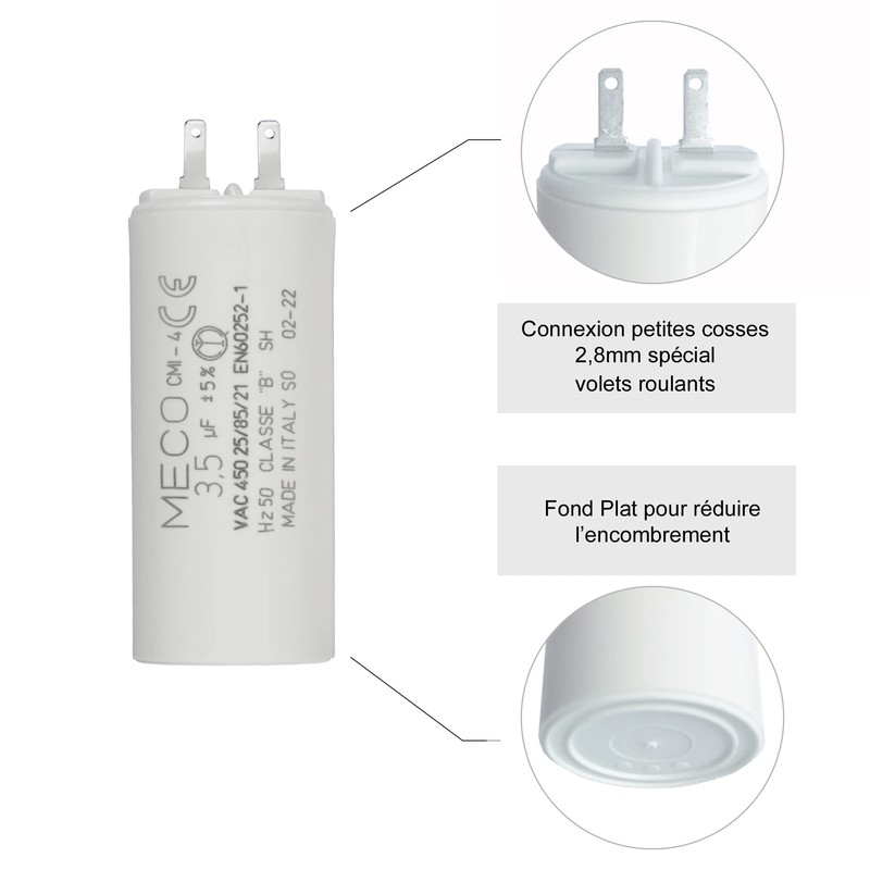 Capacitor 3.5 µF Especially for Somfy Roller Shutters Motor 10