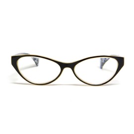 Calabria Emily Cateye Reading Glasses +4.00 Tan Black White Women Stylish Fashion Eyeglasses Cat Eye Single Power Reader