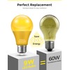 DORESshop Yellow Light Bulbs, Bug Lights for Outside, A19 Bug