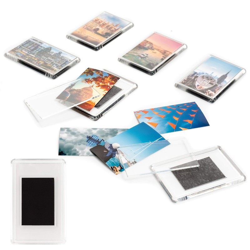 MATANA Fridge Magnets 7 x 5 cm Transparent Blank Magnetic