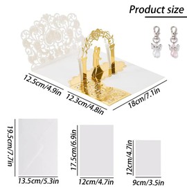 SSyang Wedding Pop Up Card, with 2 Guardian Angel Keychains, 3D Pop up Wedding Card, Popup Wedding Card for Couples, Engagement Cards for Couples Wedding Greeting Cards, Gifts for Bride and Groom