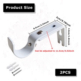 Set of 2 curtain rod brackets, curtain rod holder, curtain rod holder, adjustable wall bracket, for curtain rods
