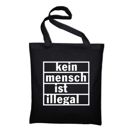 Kein Mensch Ist Illegal in Jute Bag, Cotton Bag and Fabric Bag Tasche, BLACK (Black) - styletex23jtillegal1