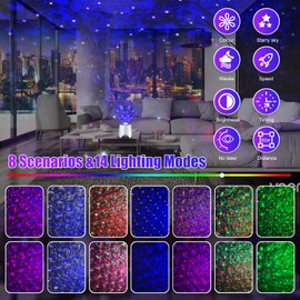 Flyinwe Room Decor Star Projector, Galaxy Projector for Bedroom, Night Light for Kids, Ceiling Projector for Teen Girls, Led Lights for Bedroom, Music Speaker, White Noise Sound Machine