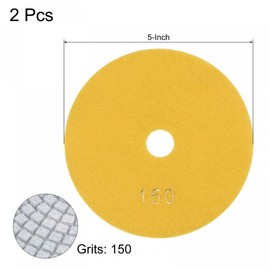 sourcing map Diamond Polishing Pad 5-Inch 150 Grits Wet/Dry Grinding for Stone Concrete Marble Countertop Floor 2pcs