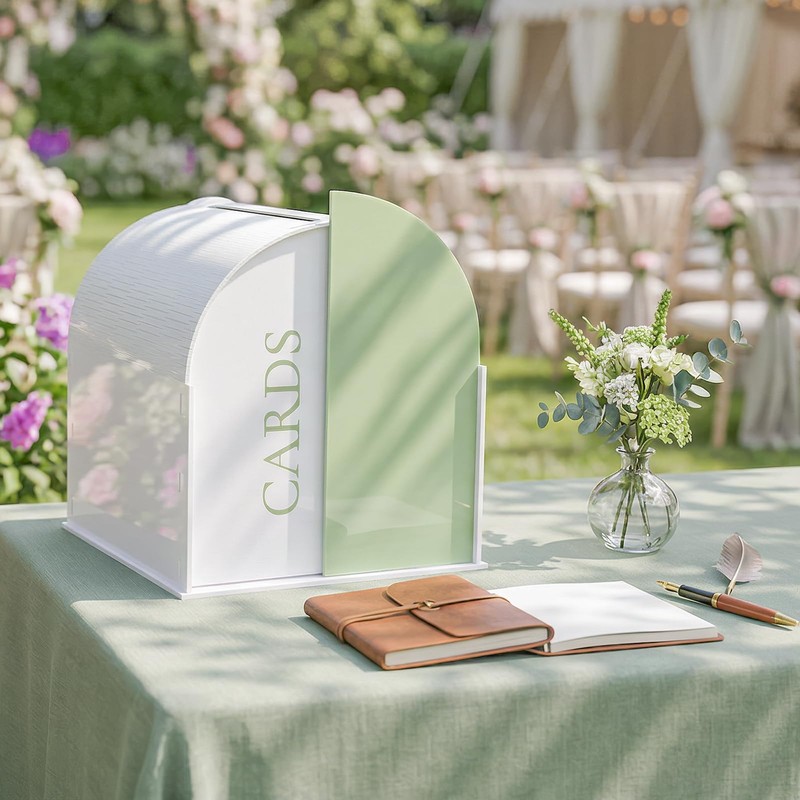 OurWarm White Arched Wedding Card Boxes for Reception, Acrylic Card