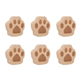 MOROBOR Cat Paw Print Drawer Knobs, 6 Pack Wooden Single Hole Unique Decorative Furniture Knobs Wooden with Screws and Expansion Tube