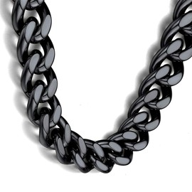 13mm Wide Cuban Link Chain Necklace for man and Woman-Black 55cm