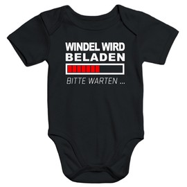 MoonWorks Funny Baby Bodysuit with German Print, Cotton, Short Sleeve - Black