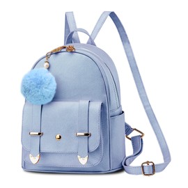 Girls Cute Mini Backpack Purse Fashion School Bags PU Leather Casual Backpack for Teens Women (Bright Blue)