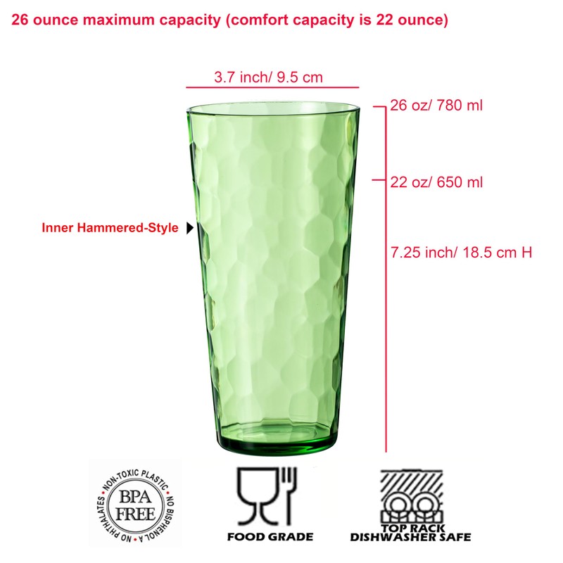 KOXIN-KARLU Mixed Drinkware 26-ounce Plastic Tumbler Acrylic Water Glasses, set