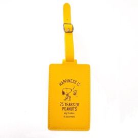 SNOOPY Card Holder, Name Tag, Commuter Holder, Stylish, Faux Leather, Cute, Snoopy 75th Yellow