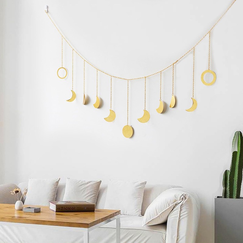 YPLonon Boho Moon Phase Wall Hanging 130cm Moon and Star