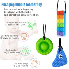 Chew Necklaces for Sensory Kids 5 Pcs Chewing Pendant Sensory Chewy Toys for Autism Girls and Boys, ADHD Toddler, Adult