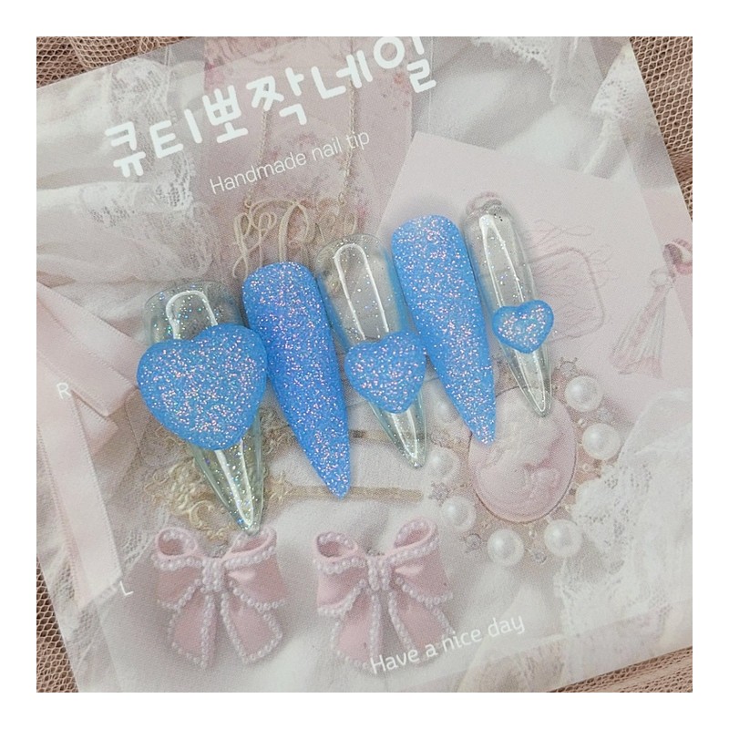 Sky Blue Sugar Handmade Nail Tips - Square S /