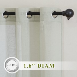 NICETOWN Semi Sheer Sage Green Linen Curtains 63 inch Length, Grommet Rustic Privacy with Light Filtering Flax Sheer Privacy Window Treatments for Loft/Apartment, W36 x L63, 2 Panels