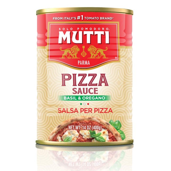 Mutti — 14 oz. 6 Pack of Pizza Sauce with Basil & Oregano (Salsa per Pizza) from Italy’s #1 Tomato Brand. Simple and delicious ready-to-use pizza sauce. Adds delicious fresh taste to every pizza.