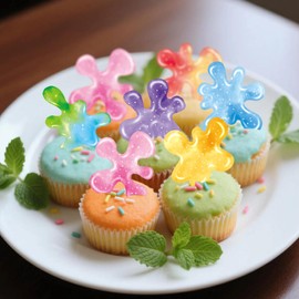 Foowztao 60 Pieces Edible Slime Cupcake Toppers Slime Birthday Party Decor Colorful Unisex Kids