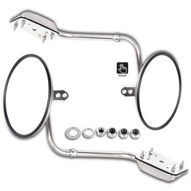 FINDAUTO Truck Hood Mirror Fit For For Freightliner For Kenworth For Peterbilt Stainless Steel 8 Round Mirror with Chrome Housing A PC Stainless 8 round Mirror(Left or Right Side)