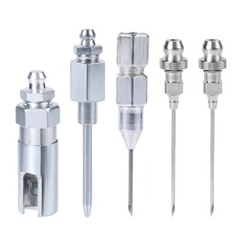 5pcs Grease Gun Needle Tip Kit, Grease Needle Dispenser Hardened Steel Grease Injector Needle Set Grease Fitting Tool Accessories for Grease Injection, Used in Narrow Spaces and Deep Holes Metal