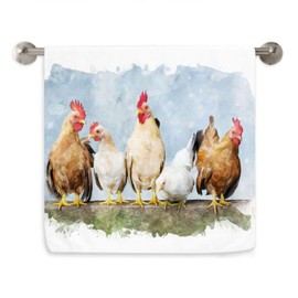 Dujiea Domestic Chicken and Roosters Kitchen Dish Towels Decorative Hand Towels Absorbent Microfiber Towel Multipurpose for Bathroom Hotel Gym Spa 15 X 27 Inches