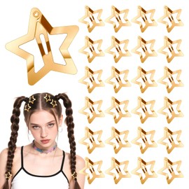 BOHUIZ 50 PCS Star Hair Clips, Snap Star Hair Barrettes Cute Gold Barrettes Y2K Accessories for Long Short Wavy Curly Straight Non-Slip Clips for Women