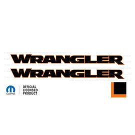 Decal Mods Wrangler Hood Graphic Vinyl Decal fits Jeep Wrangler JK/JL/JT (2007-2024) Black w/Orange Outline FBOO (Set of 2) | FJ3Y8