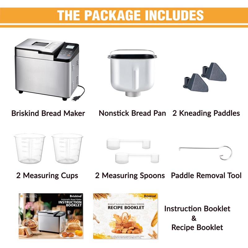 Briskind Bread Maker Machine with Ceramic Nonstick Pan, 19 Menus,