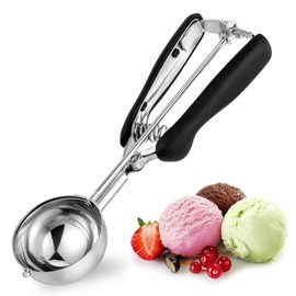 Ice Cream Scoop 4 Tbsp 6cm, TJ POP Large Stainless Steel Cookie Scoop with Easy Trigger Release Good Grips for Mashed Potato, Meatballs, Mellon Balls and Cookie