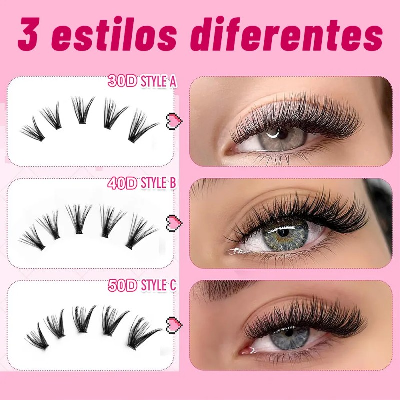 Kit De Extensión 640 Natural Lash Curl D 30d+40d+50d