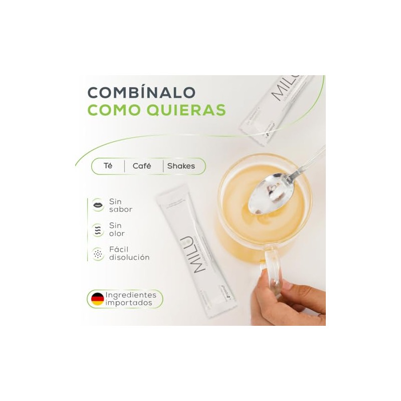 Milu Colágeno Hidrolizado Magnesio Vitamina Sobres Individuales 11g 1caja Suplemento